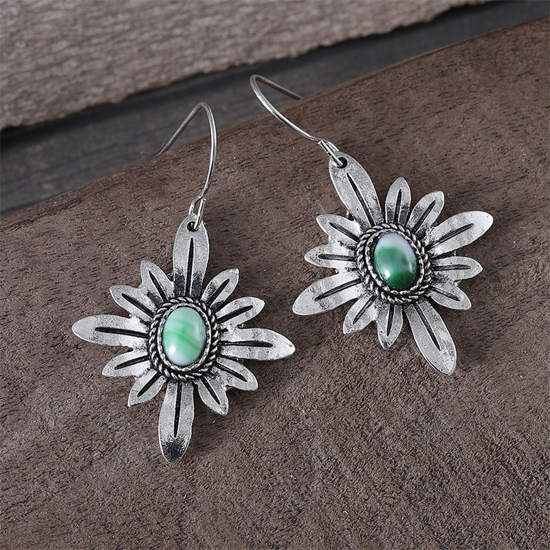 Wholesale Fashion Bohemian Style Turquoise Daisy Flower Earrings